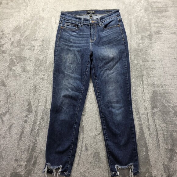 Judy Blue Jeans Womens 5 27 Blue Distressed Relaxed Fit Frayed Hem Stretch Denim - Picture 1 of 12